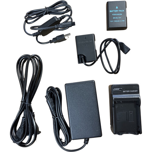Bescor EN-EL14 Battery Charger AC Dummy Battery Kit with USB Type-A Adapter