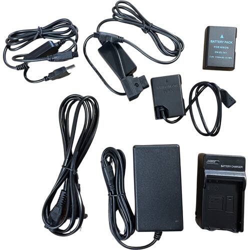 Bescor EN-EL14 Battery Charger AC Dummy Battery Kit with USB Type-A and D-Tap Adapters