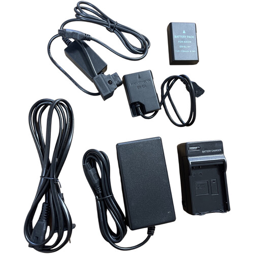 Bescor EN-EL14 Battery Charger AC Dummy Battery Kit with D-Tap Adapter