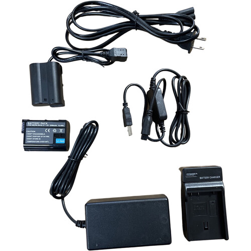 Bescor EN-EL15 Battery Charger AC Dummy Battery Kit with USB Type-A Adapter