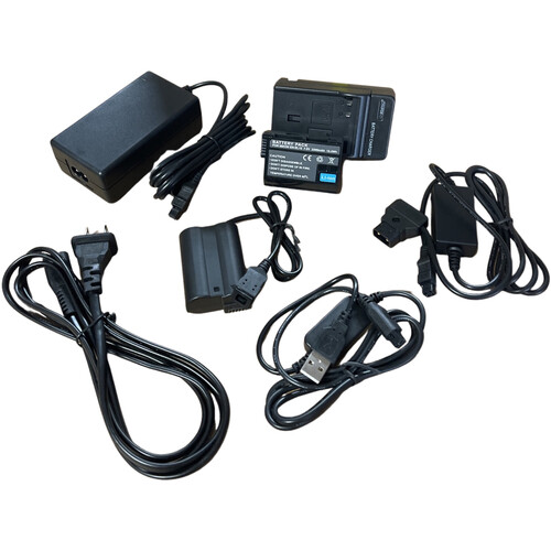 Bescor EN-EL15 Battery Charger AC Dummy Battery Kit with USB Type-A and D-Tap Adapters