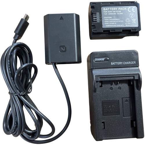 Bescor NP-FZ100 Dummy Battery with USB Type-C Connector Kit with Battery and Charger