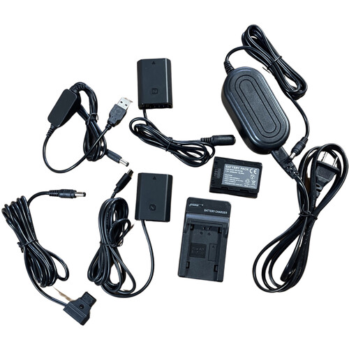 Bescor NP-FZ100 Battery Charger USB Type-C Dummy Battery & AC Power Kit with USB Type-A and D-Tap Converter