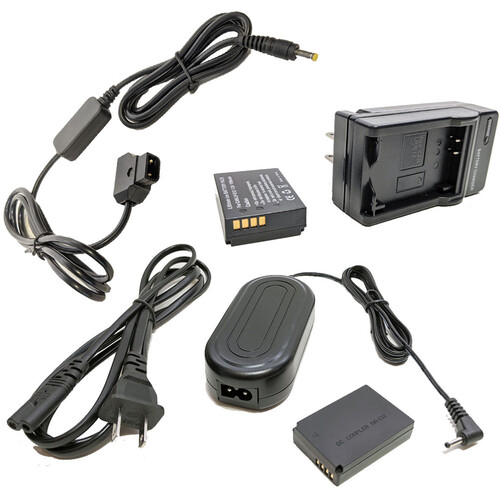 Bescor LPE12 Coupler Battery Charger AC Adapter & D-Tap Adapter Kit for Select Canon Cameras