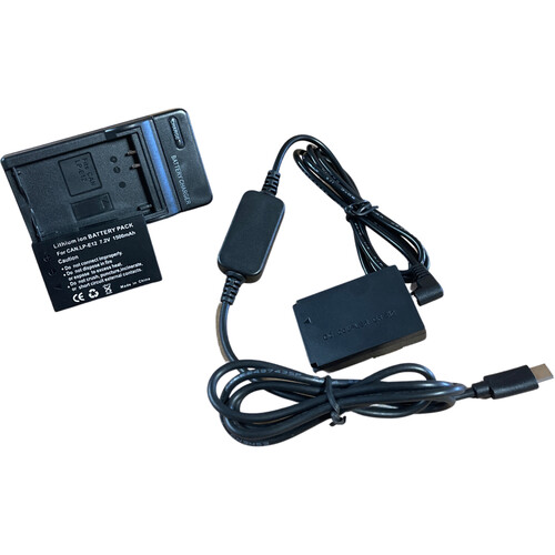 Bescor LP-E12 Dummy Battery with USB Type-C Connector Kit with Battery and Charger