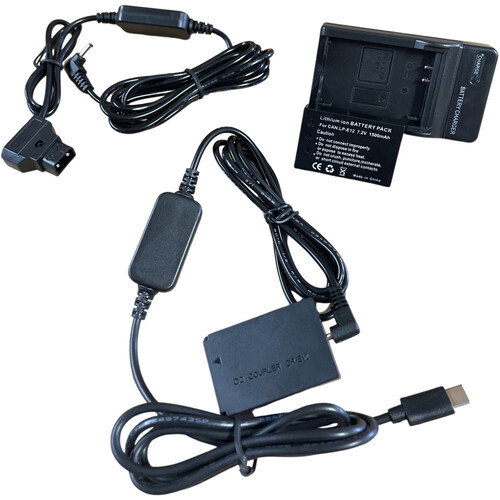 Bescor LP-E12 Battery Charger USB Type-C Dummy Battery Kit with D-Tap Converter