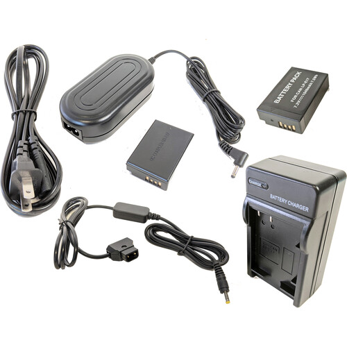 Bescor LPE17 Battery Charger Coupler AC Adapter & D-Tap Adapter Kit for Select Canon Cameras