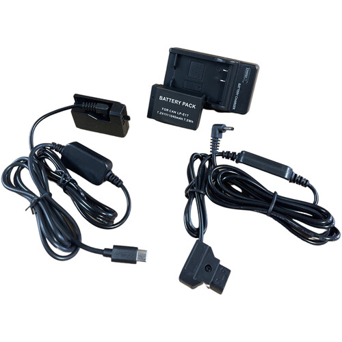 Bescor LP-E17 Battery Charger USB Type-C Dummy Battery Kit with D-Tap Converter