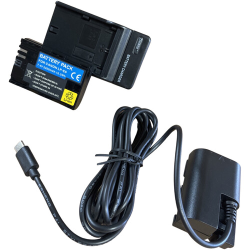 Bescor LP-E6 Dummy Battery with USB Type-C Connector Kit Battery & Charger