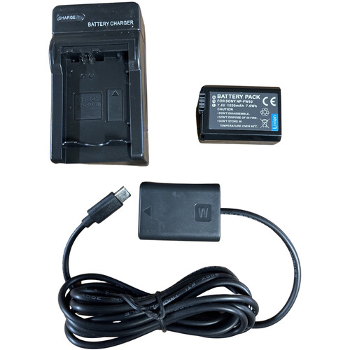 Bescor Sony NP-FW50 Dummy Battery with USB Type-C Connector Battery and Charger Kit