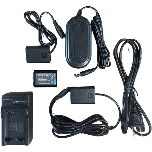 Bescor NP-FW50 Battery Charger USB-C Dummy Battery and AC Adapter Kit