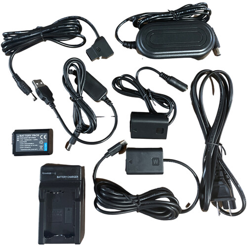 Bescor NP-FW50 Battery Charger AC Adapter and D-Tap/USB-A/USB-C Coupler Kit