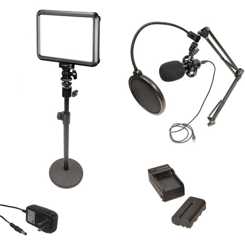 Bescor Specter Light Kit with Tabletop Stand AC Adapter Battery and Mic