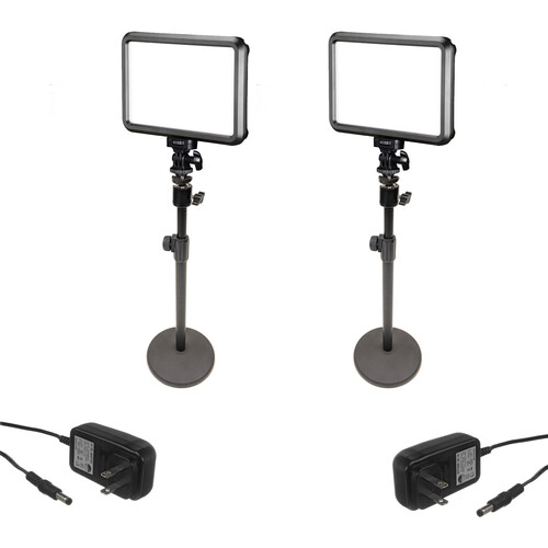 Bescor Two Specter Lights Desktop Stands & AC Adapters Streaming Kit