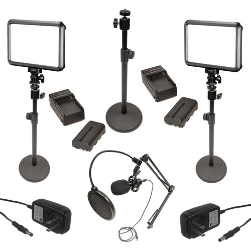 Bescor Specter 2-Light Kit with Tabletop Stands AC Adapters and Mic