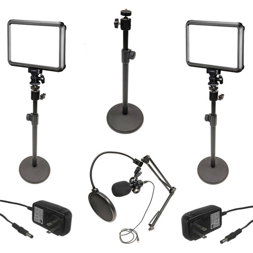 Bescor Specter 2-Light Kit Tabletop Stands and USB Microphone
