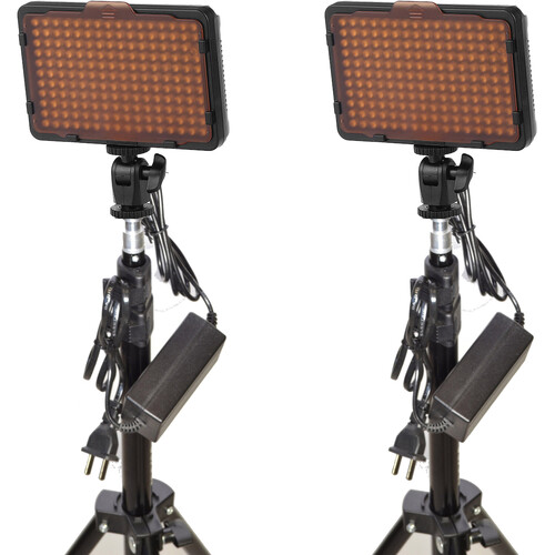 Bescor WAFFLE 176 Bulb LED 2-Light and AC Adapter Kit