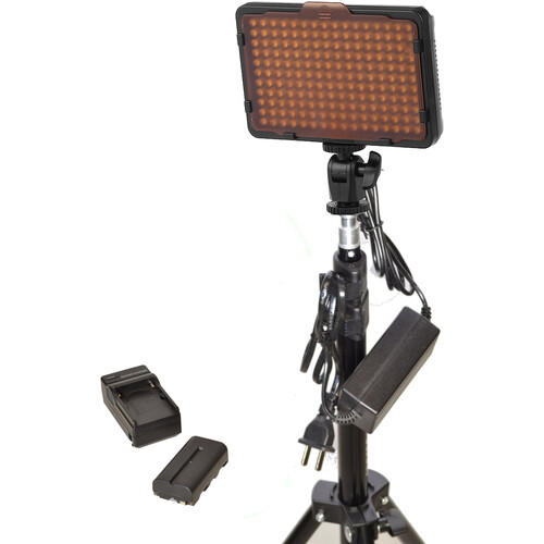 Bescor WAFFLE 176-Bulb On-Camera LED Light Battery Charger & AC Adapter Kit