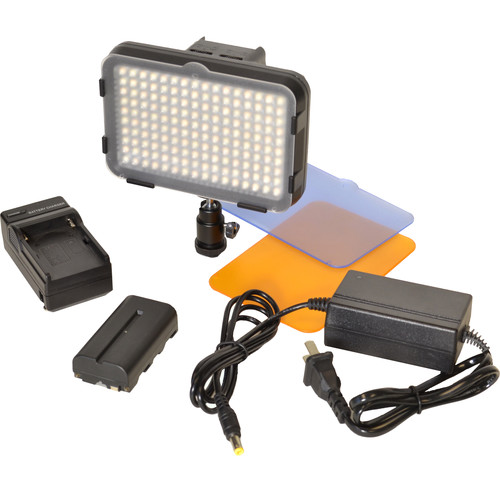 Bescor XT160 Bi-Color LED On-Camera Light with Battery Charger & AC Adapter