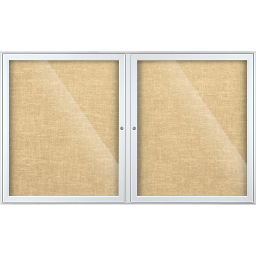 Best Rite Indoor Enclosed Two-Door Bulletin Board Cabinet (3x5' Champagne Vinyl)
