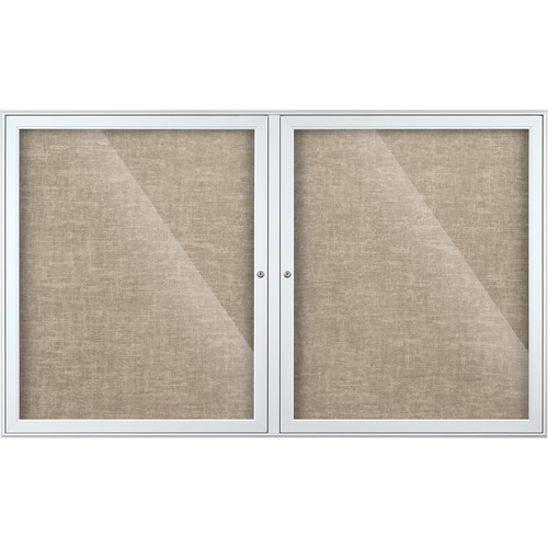 Best Rite Indoor Enclosed Two-Door Bulletin Board Cabinet (3x5' Gray Vinyl)