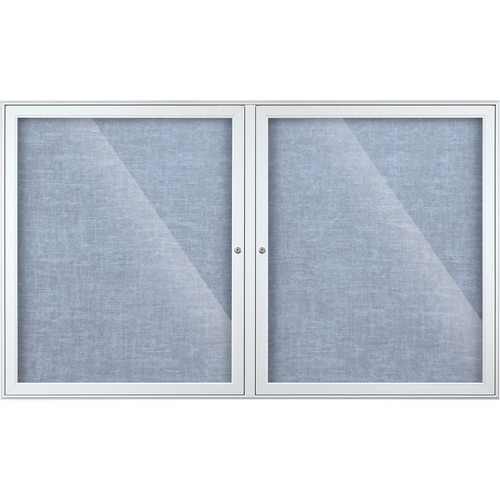 Best Rite Indoor Enclosed Two-Door Bulletin Board Cabinet (3x5' Pacific Blue Vinyl)