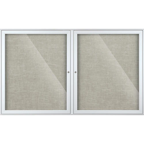 Best Rite Indoor Enclosed Two-Door Bulletin Board Cabinet (3x5' Platinum Vinyl)