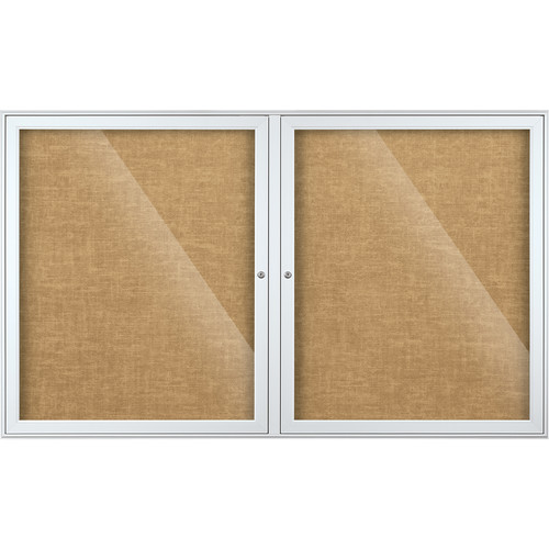 Best Rite Indoor Enclosed Two-Door Bulletin Board Cabinet (3x5' Natural Vinyl)