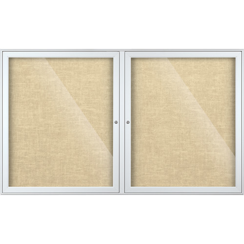 Best Rite Indoor Enclosed Two-Door Bulletin Board Cabinet (3x5' Pelican Vinyl)