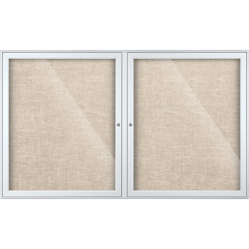 Best Rite Indoor Enclosed Two-Door Bulletin Board Cabinet (3x5' Sterling Vinyl)