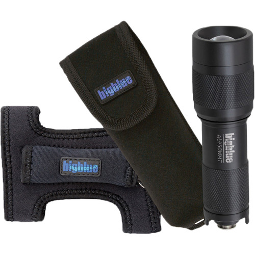 Bigblue AL450WMT Mini LED Dive Light with Wide Beam Goodman Glove and Pouch (Black)