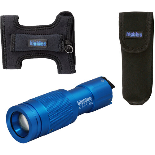 Bigblue CF450 Adjustable-Beam Dive Light (Diving Glove Pouch Blue)