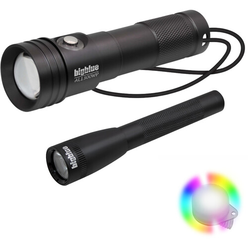 Bigblue AL1300WP & AL250 LED Dive Lights with Easy Clip Marker Light (Black)