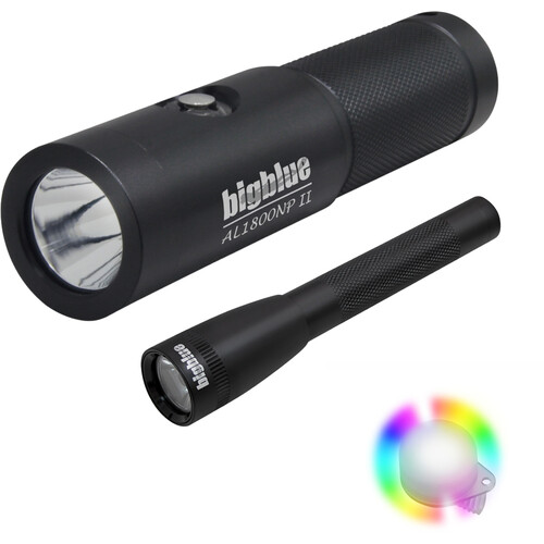 Bigblue AL1800NP-II & AL250BK LED Dive Lights with 8-Color Clip (3-Pack)