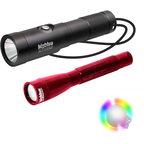 Bigblue AL1300NP & AL250 LED Dive Lights with Easy Clip Marker Light (Red)