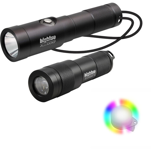Bigblue AL1300NP & AL450NT-II LED Dive Lights with Multi-Color EZ Clip