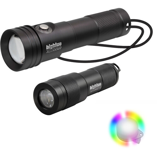 Bigblue AL1300WP & AL450WM Tail Dive Light Combo Pack with 8-Color Easy Clip