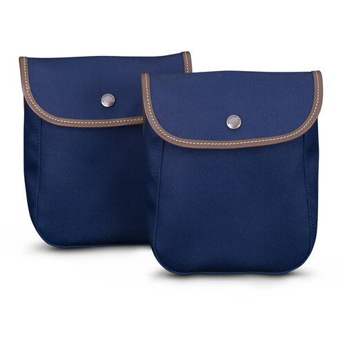 Billingham 550 Side Pockets (Navy Canvas and Chocolate Leather Trim Pair)