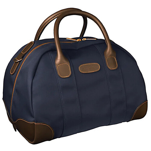 Billingham Overnighter Bag (Navy Canvas and Chocolate Leather Trim 23L)