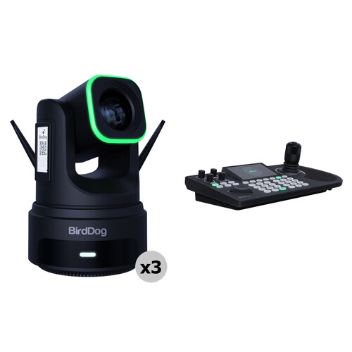 BirdDog X4 Ultra 4K PTZ 3-Camera Kit with KBD PTZ Controller (Black)