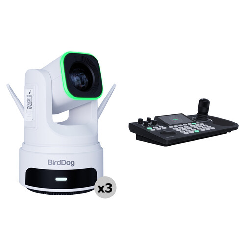 BirdDog X4 Ultra 4K PTZ 3-Camera Kit with KBD PTZ Controller (White)