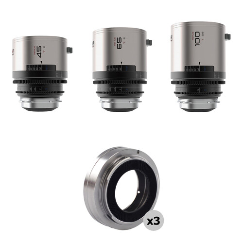 BLAZAR LENS Remus T2 Full Frame 1.5x Anamorphic 3-Lens Kit with 3 x EF Adapters & Case (ARRI PL Amber Flare)