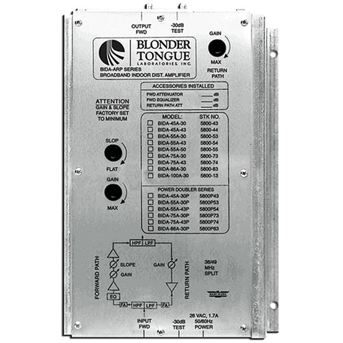 Blonder Tongue BIDA 550-50 Broadband Indoor Distribution Amplifier (50dB 47-550 MHz)