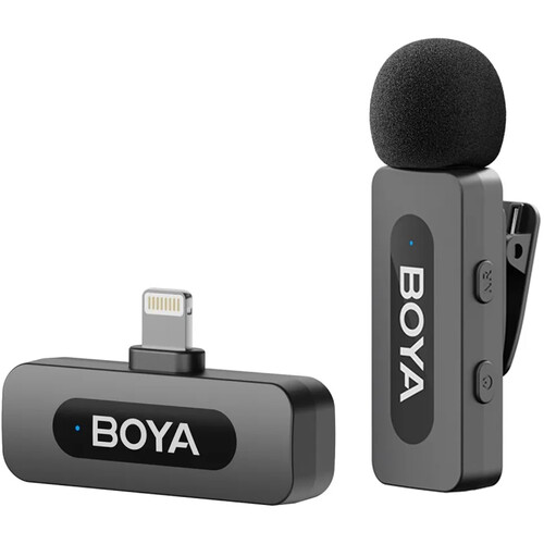 BOYA BY-V1 2.0 Ultracompact Wireless Microphone System with Lightning Connector for iOS Devices (2.4 GHz)