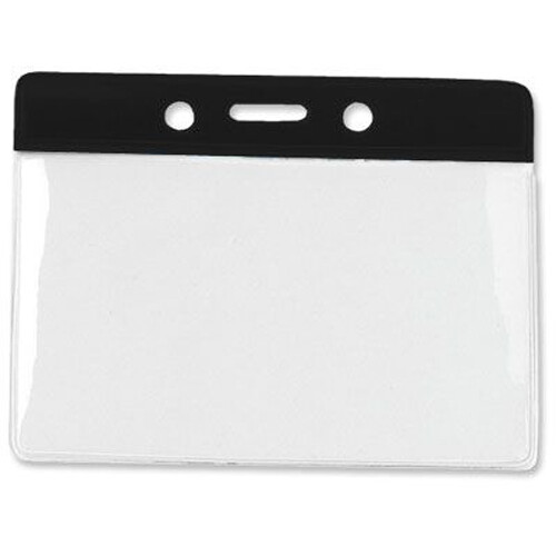 BRADY PEOPLE ID Vinyl Horizontal Badge Holder with Black Top Bar (3.81 x 2.63