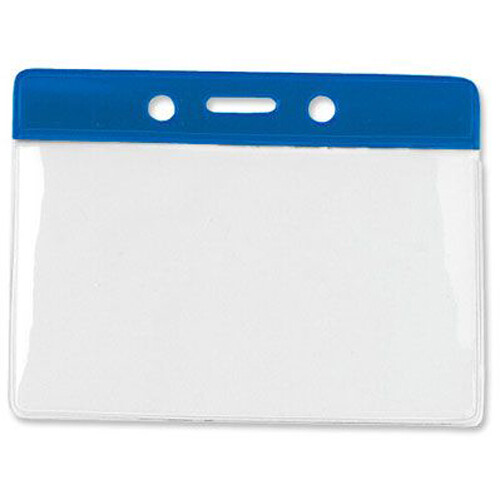 BRADY PEOPLE ID Vinyl Horizontal Badge Holder with Blue Top Bar (3.81 x 2.63