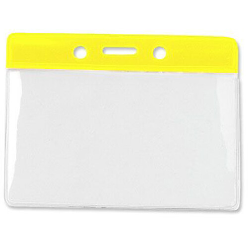 BRADY PEOPLE ID Vinyl Horizontal Badge Holder with Yellow Top Bar (3.81 x 2.63