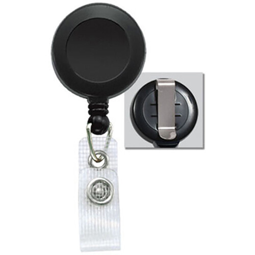 BRADY PEOPLE ID Badge Reel with Reinforced Vinyl Strap & Belt Clip (Black 25-Pack)