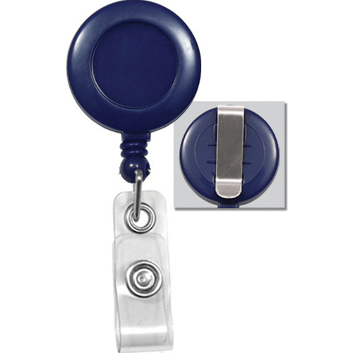 BRADY PEOPLE ID Badge Reel with Clear Vinyl Strap & Belt Clip (Royal Blue 25-Pack)