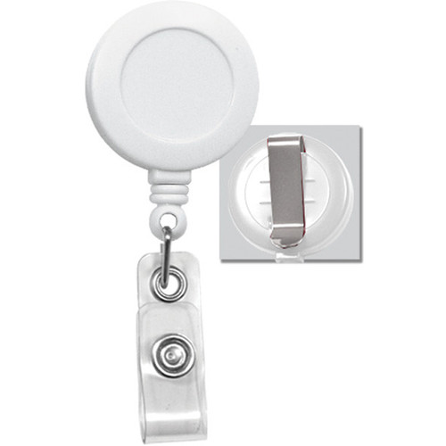 BRADY PEOPLE ID Badge Reel with Clear Vinyl Strap & Belt Clip (White 25-Pack)